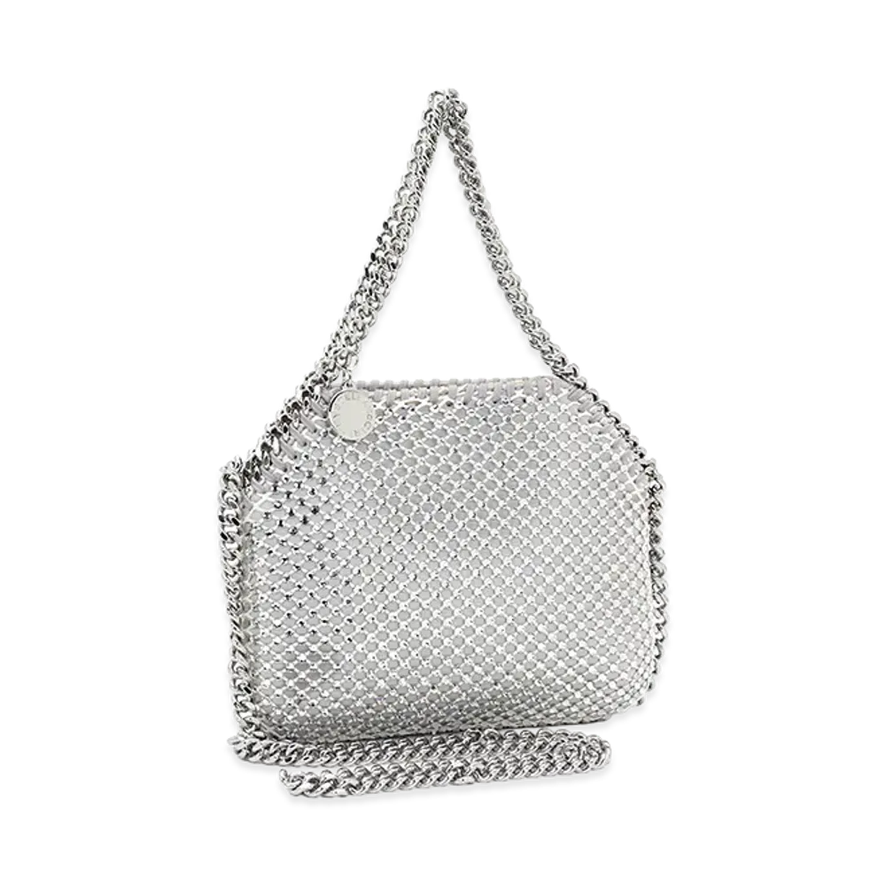 STELLA McCARTNEY Women's Crystal Mesh Falabella Mini Shoulder Bag "Silver"