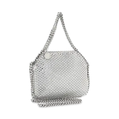 STELLA McCARTNEY Women's Crystal Mesh Falabella Mini Shoulder Bag "Silver"