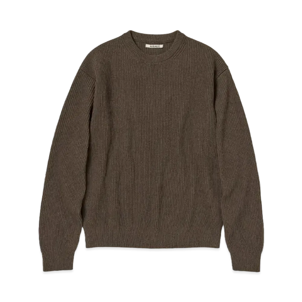 AURALEE Super Fine Wool Rib Knit P/O "Top Brown"