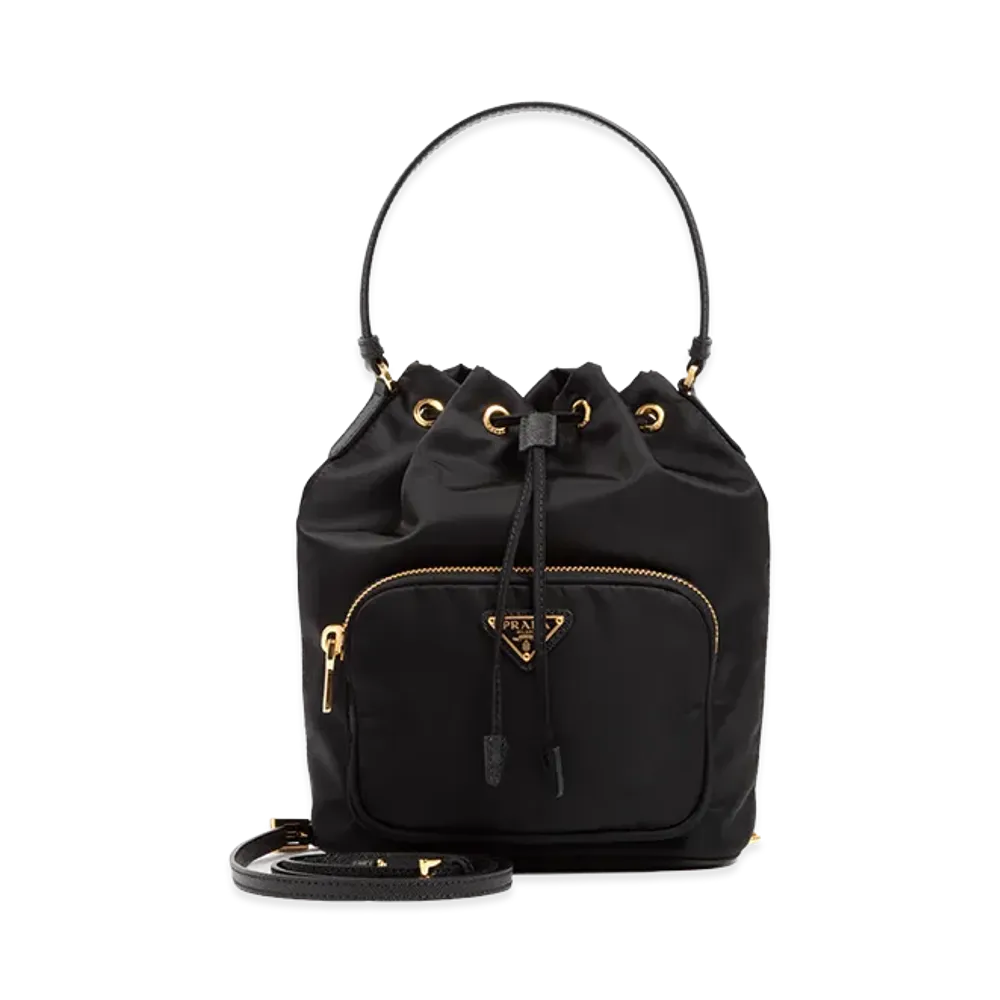 PRADA Women's Re-Nylon Logo Bucket Bag "Black"