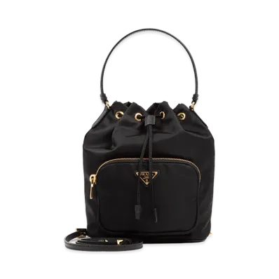 PRADA Women's Re-Nylon Logo Bucket Bag "Black"