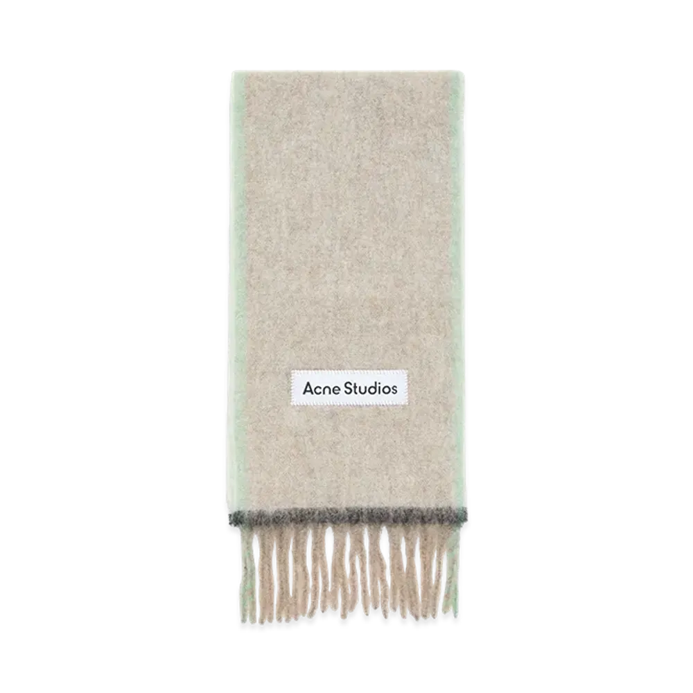 Acne Studios Fringed Wool Scarf "Beige/Grey"