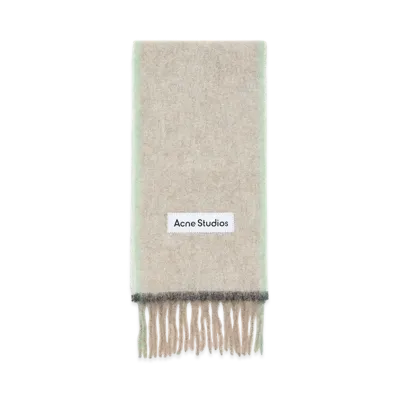 Acne Studios Fringed Wool Scarf "Beige/Grey"