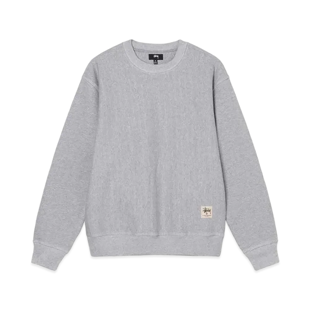 Stussy CONTRAST STITCH LABEL CREW "Grey Heather"