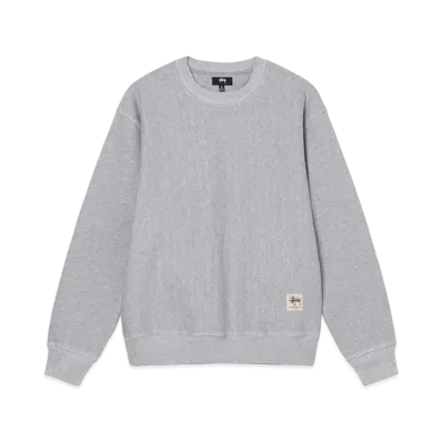 Stussy CONTRAST STITCH LABEL CREW "Grey Heather"