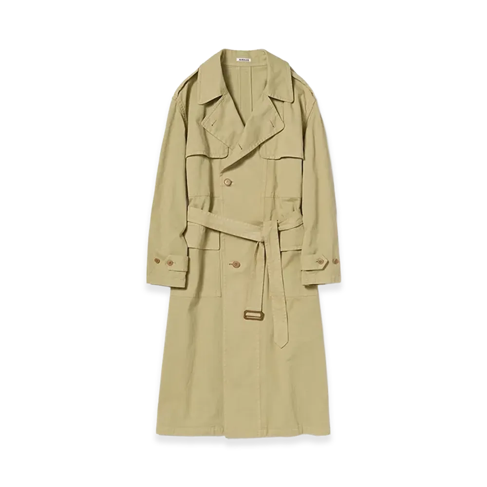 AURALEE Women's Garment-Dyed Textured Chino Coat "Beige"