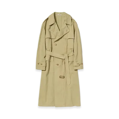 AURALEE Women's Garment-Dyed Textured Chino Coat "Beige"
