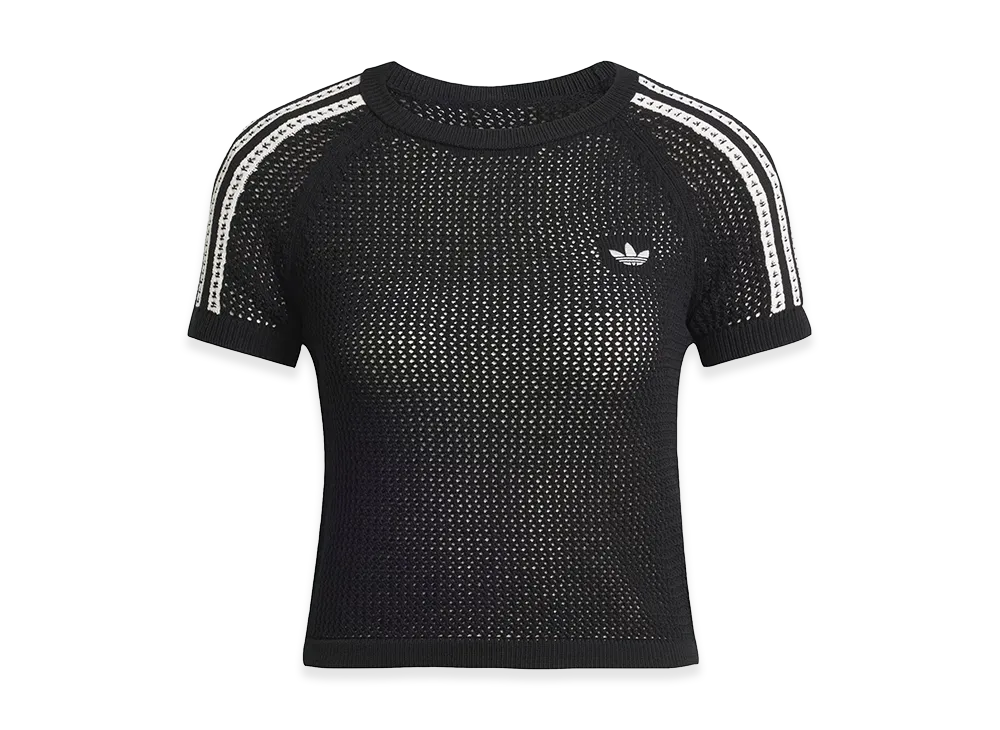 adidas Women's Knit Crochet Cali Tee "Black"