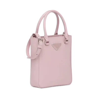 PRADA Small Brushed Leather Tote Bag "Pink"