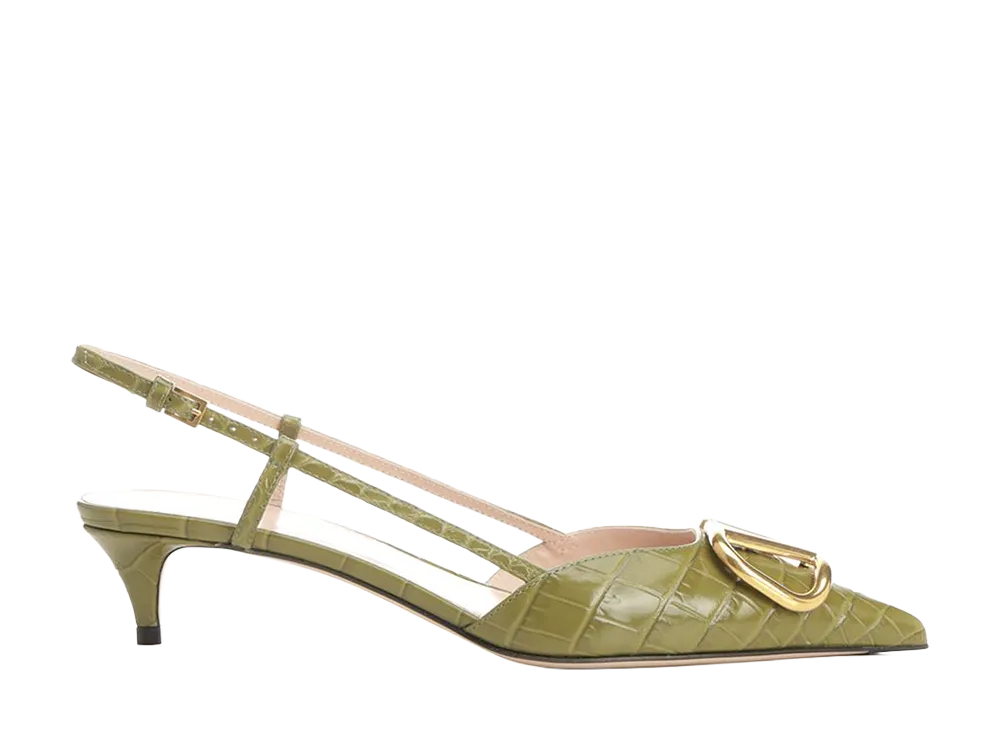 Valentino Garavani Women's Vlogo Signature Slingback In Leather "Green"