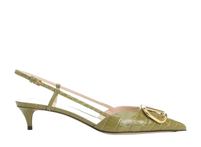Valentino Garavani Women's Vlogo Signature Slingback In Leather "Green"