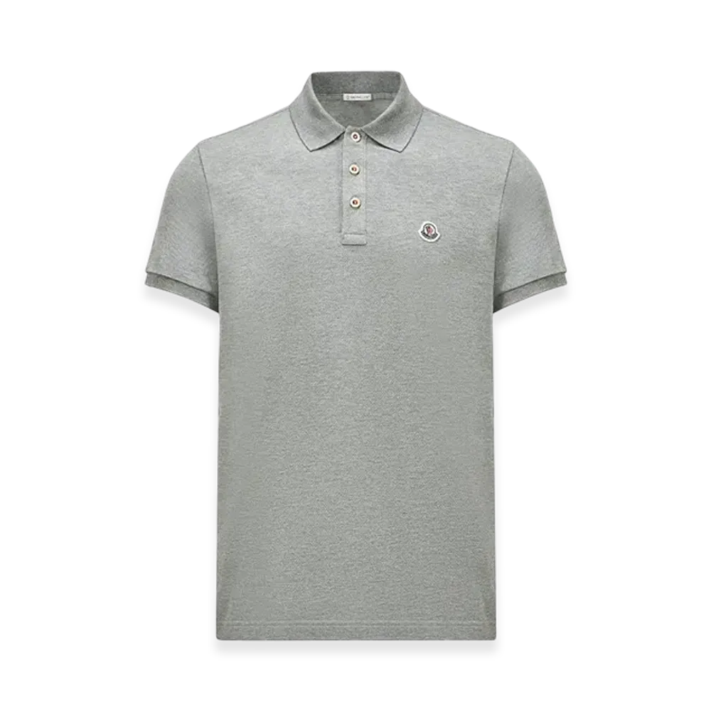 MONCLER Logo Patch Cotton Polo Shirt "Grey"