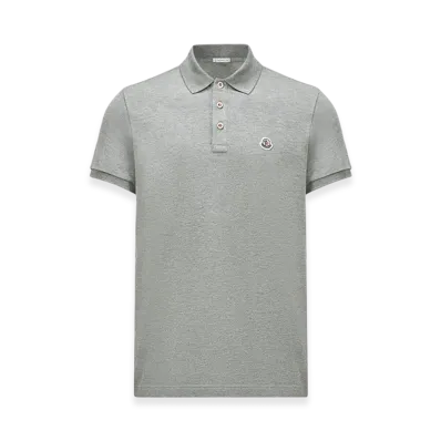MONCLER Logo Patch Cotton Polo Shirt "Grey"
