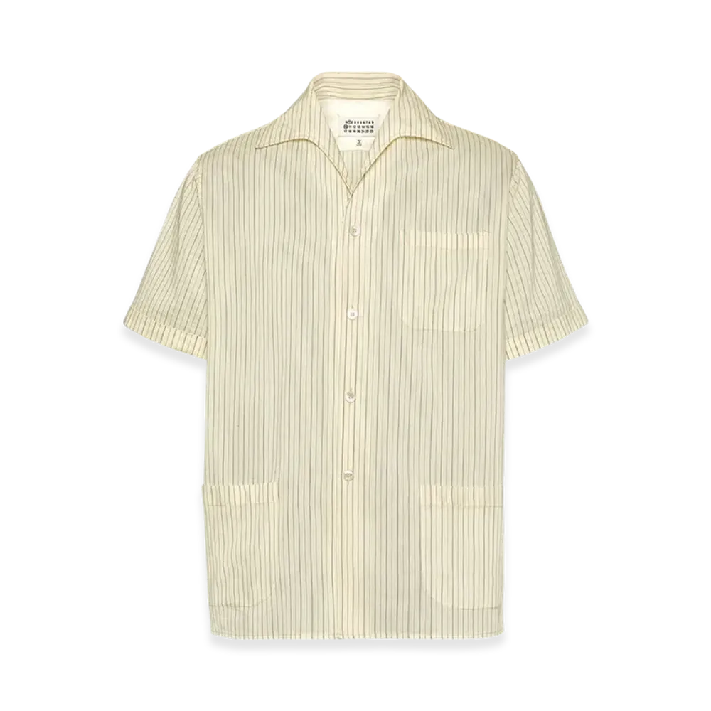 Maison Margiela Men's Short Sleeve Silk Shirt "Ecru"