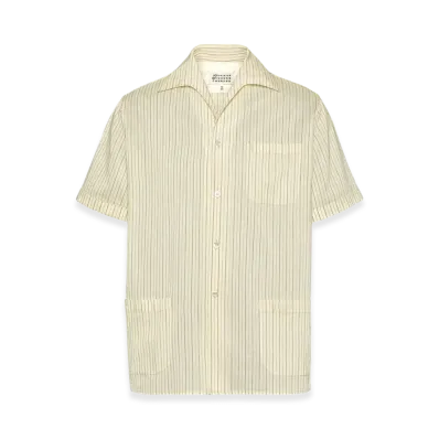 Maison Margiela Men's Short Sleeve Silk Shirt "Ecru"