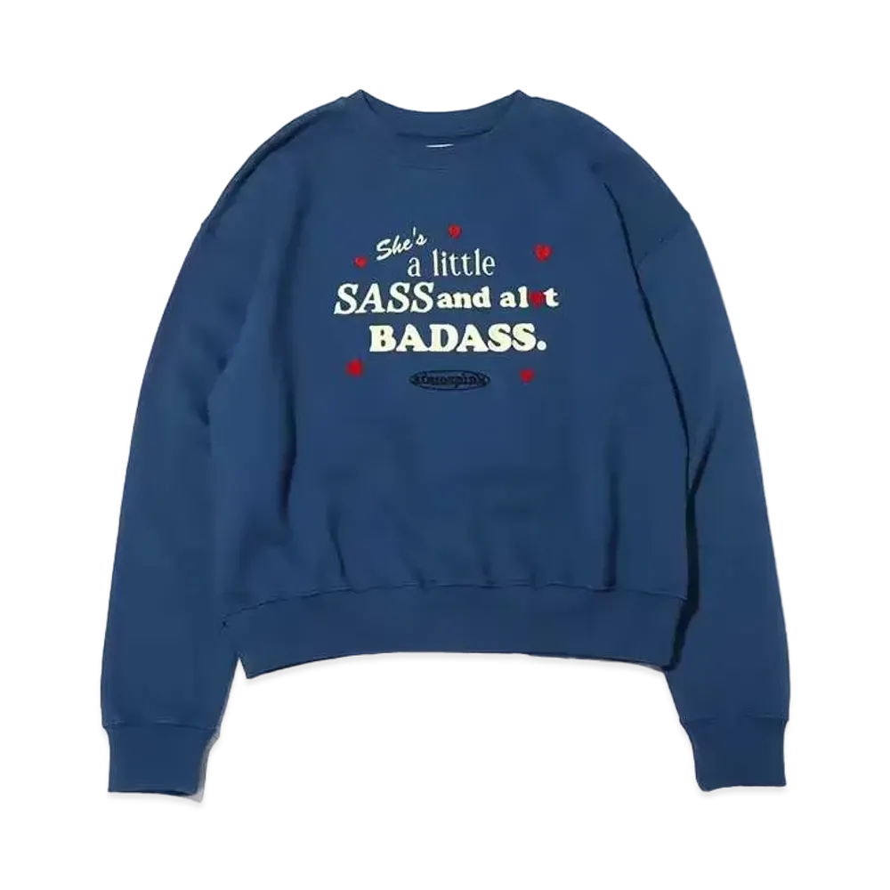 atmos pink Message Logo Embroidery Pullover "Navy"
