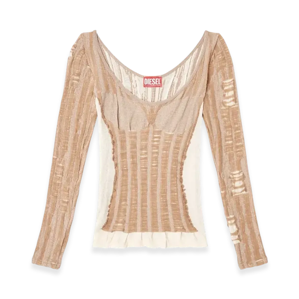 Diesel M-Calai Seamless Top With Lingerie Illusion "Beige"