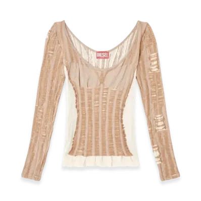 Diesel M-Calai Seamless Top With Lingerie Illusion "Beige"