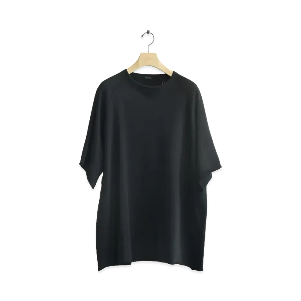 COMOLI LW Cotton French Terry Short Sleeve Crew "Black"