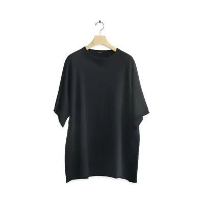 COMOLI LW Cotton French Terry Short Sleeve Crew "Black"