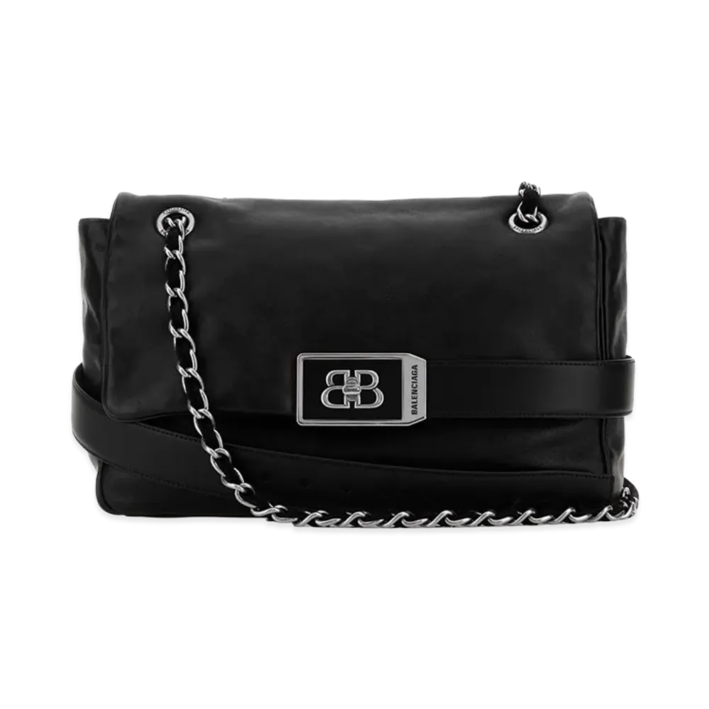 BALENCIAGA Women's Leather Modu Shoulder Bag "Black"