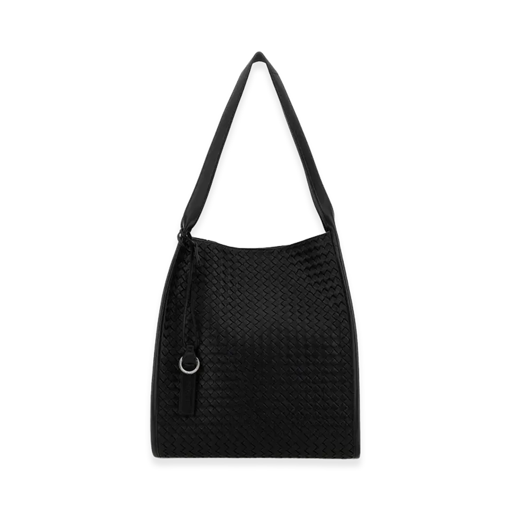 Bottega Veneta Leather Corriere Shopping Bag "Black"