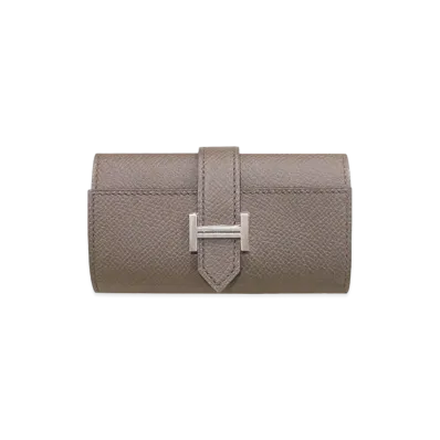 Hermes Bearn 4 Key Case Veau Epsom "Etain/Silver"