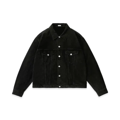 A.PRESSE Washed Silk Cotton Pique 3rd Type Jacket "Black"