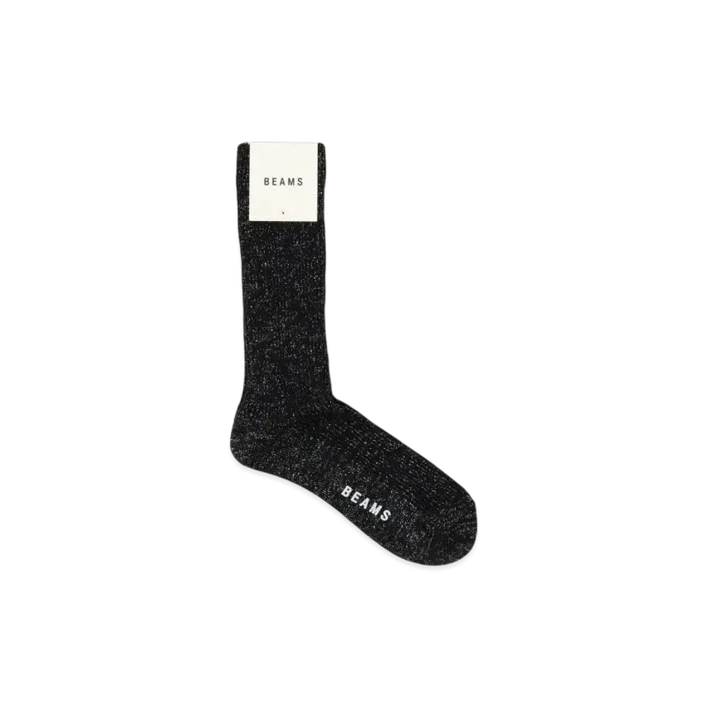 BEAMS Lame Crew Socks "Black"
