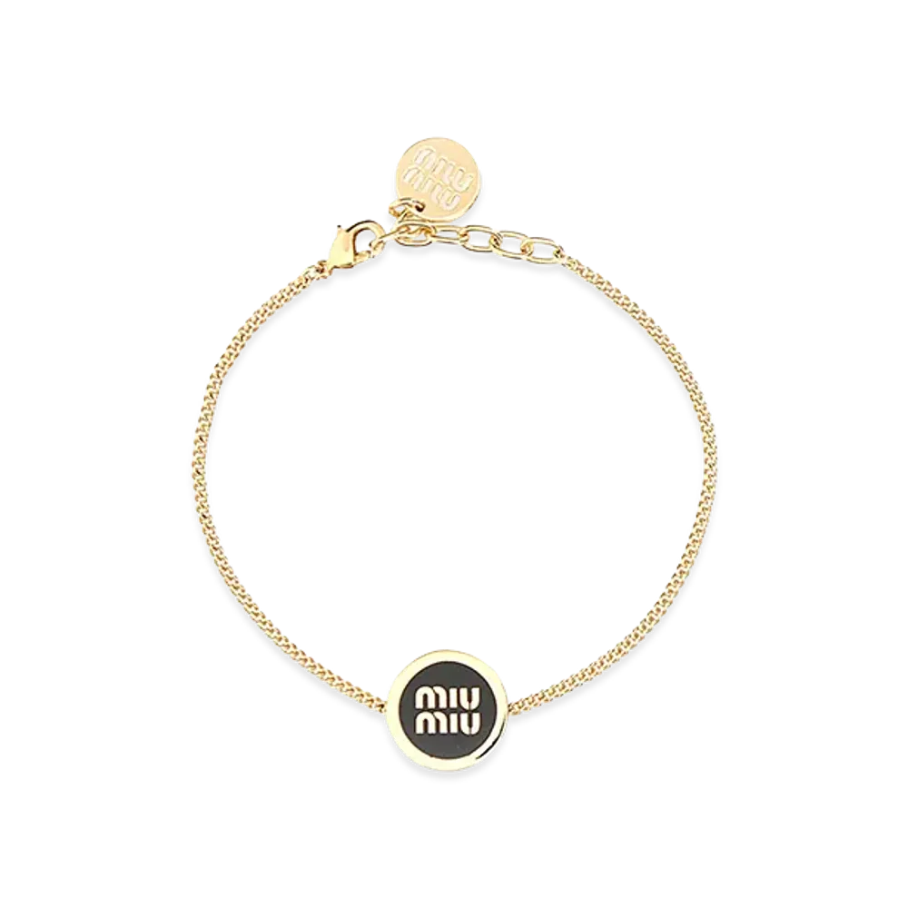 MIU MIU Women's Enameled Metal Bracelet "Black"