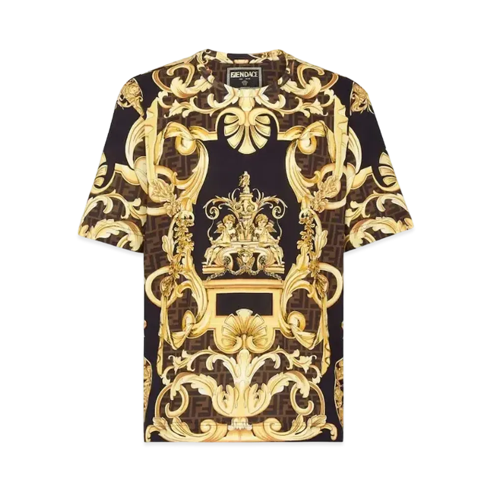 FENDI x Versace Fendace Black And Gold Jersey T-Shirt "Gold"