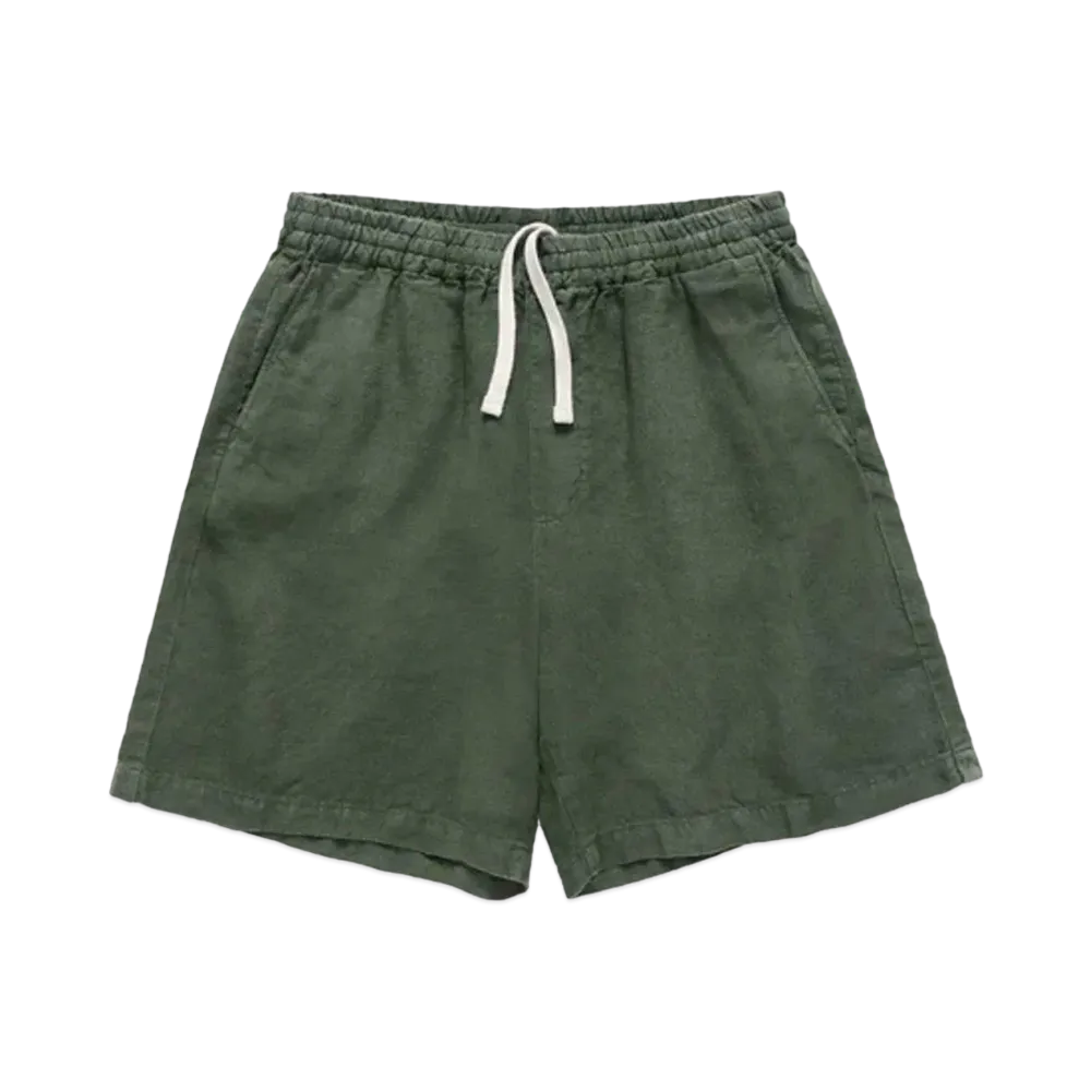 JJJJound Weekend Linen Shorts "Dark Green"