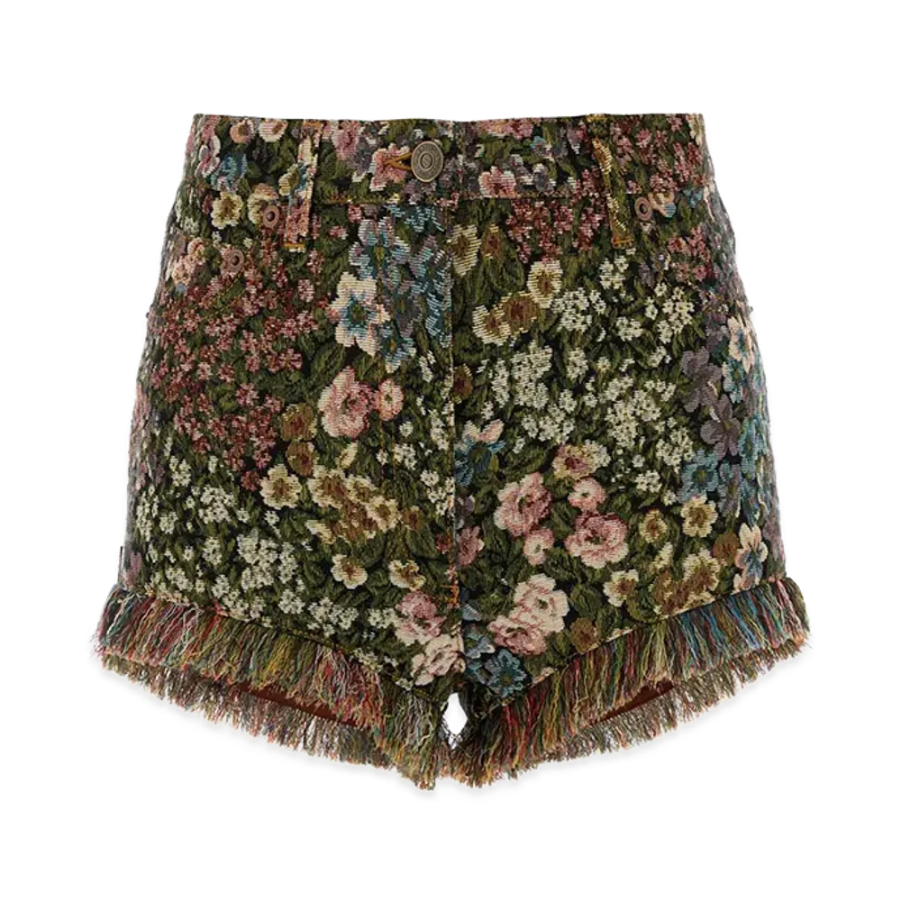 Valentino Women's Embroidered Canvas Shorts "Floral"