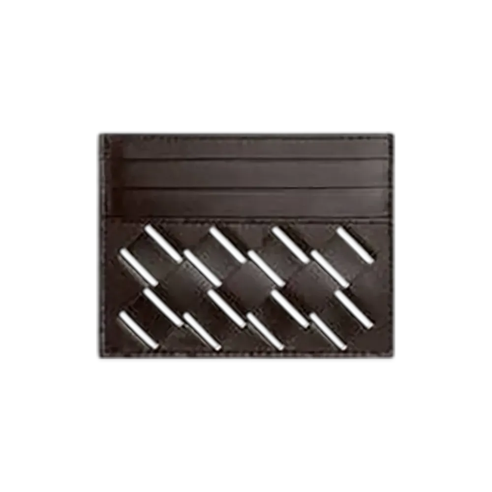 Bottega Veneta Intrecciato Credit Card Case "Fondente/White"