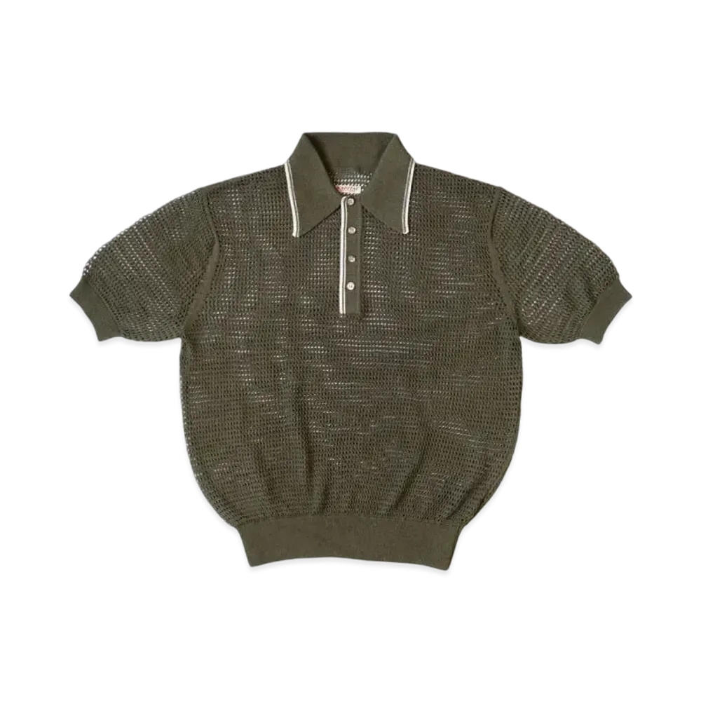 KAPITAL 12G Mesh Knit Carol Polo "Khaki"