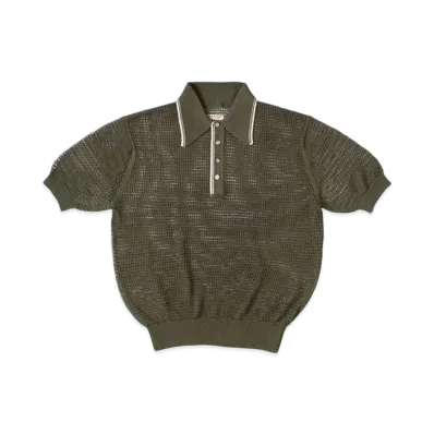 KAPITAL 12G Mesh Knit Carol Polo "Khaki"