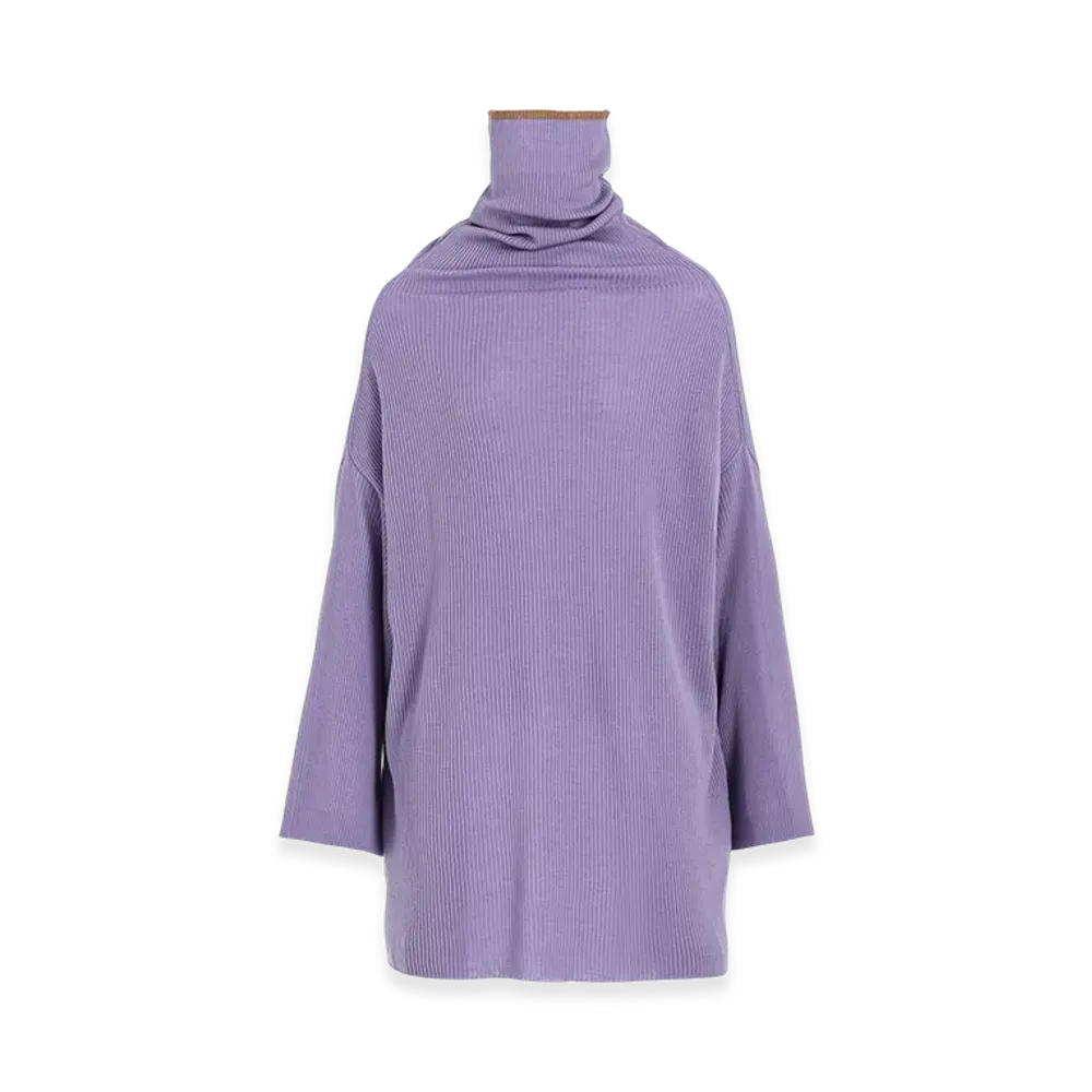 Y's x John Smedley Bottleneck Ribbed Knit "Light Purple"