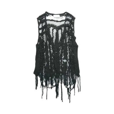 blackmeans x el conductorH fringe knit vest "BLACK"