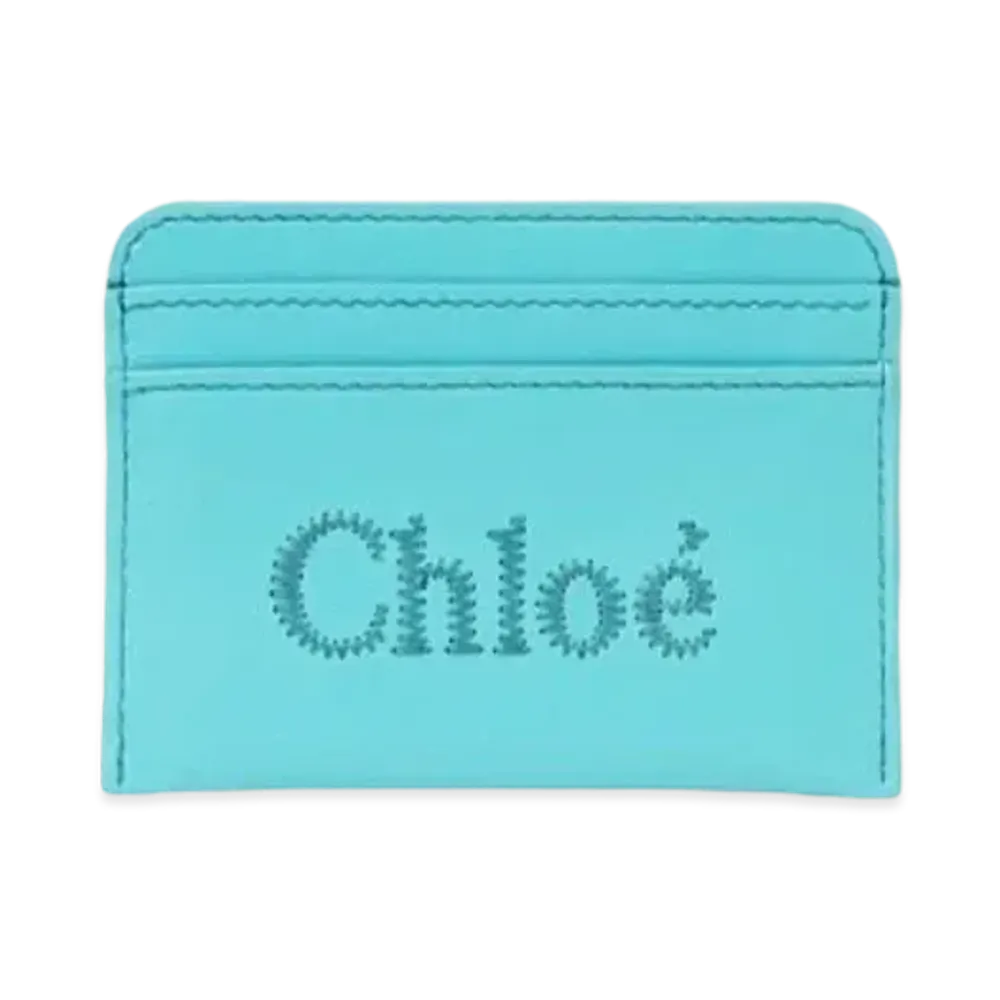 Chloe Sense Card Holder Shiny Calfskin "Aqua Sea"
