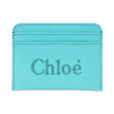 Chloe Sense Card Holder Shiny Calfskin "Aqua Sea"