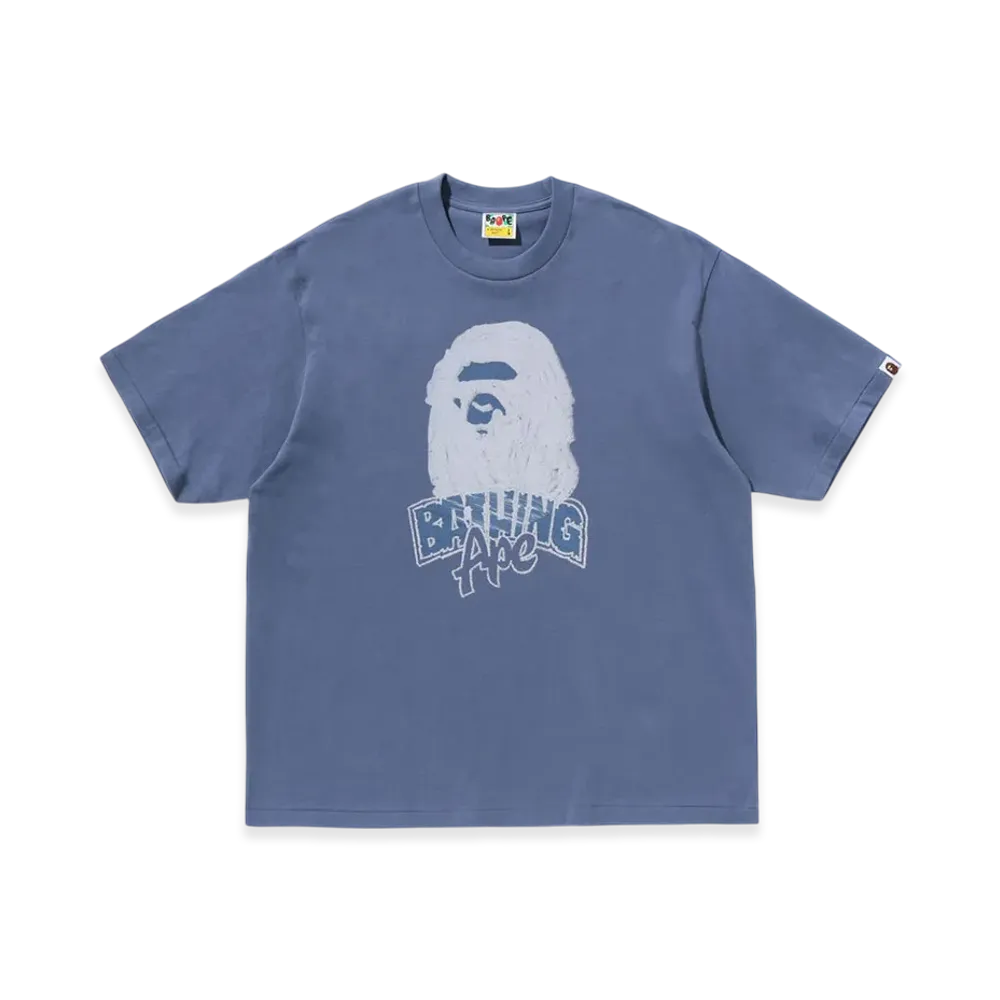 A BATHING APE Hand Drawn Ape Head Relaxed Fit Tee "Navy"