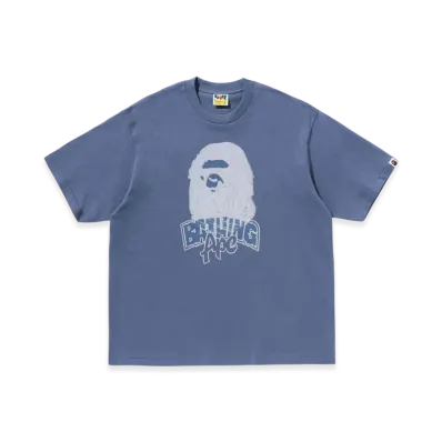 A BATHING APE Hand Drawn Ape Head Relaxed Fit Tee "Navy"
