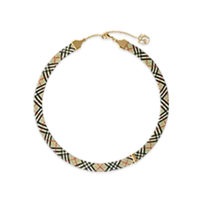 Burberry Check Print Necklace "Gold/Sand"