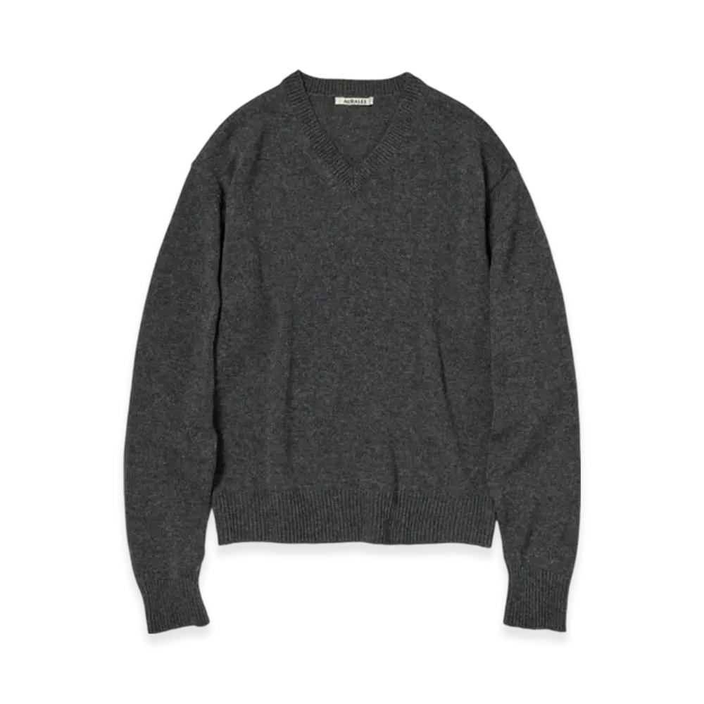 AURALEE Light Cashmere Knit V-Neck P/O "Charcoal"