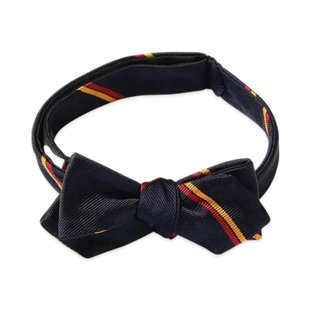 BEAMS Silk Bow Tie Wide Regimental "Navy"