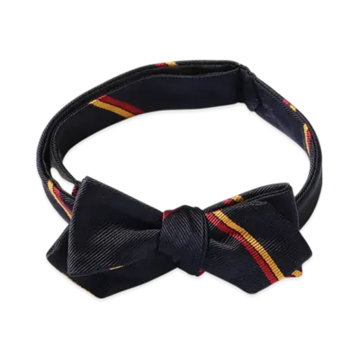 BEAMS Silk Bow Tie Wide Regimental "Navy"