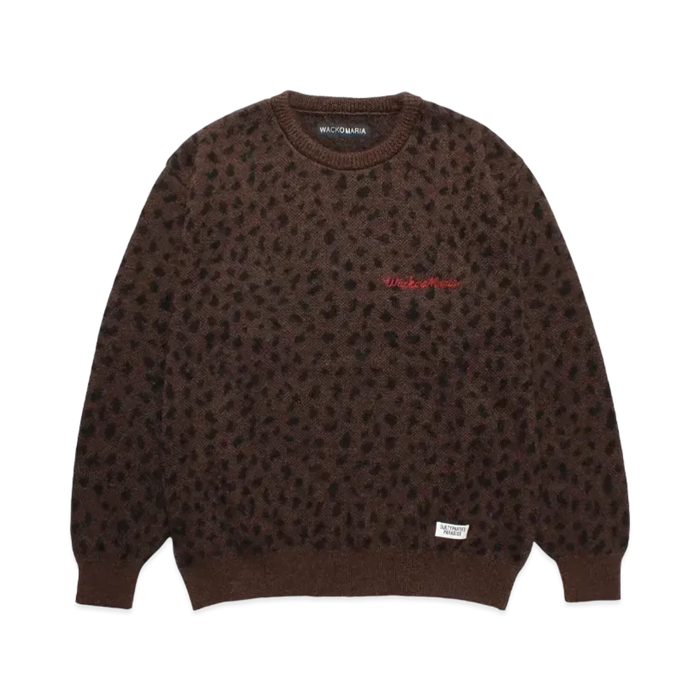 WACKO MARIA Leopard Mohair Knit Jacquard Sweater "Brown"