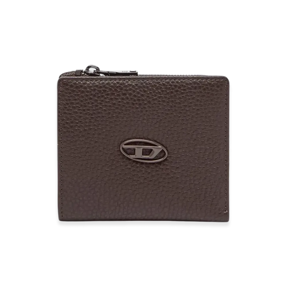 Diesel Hissu Evo Bi Fold Zip L Bi-Fold Wallet In Grainy Leather "Brown"