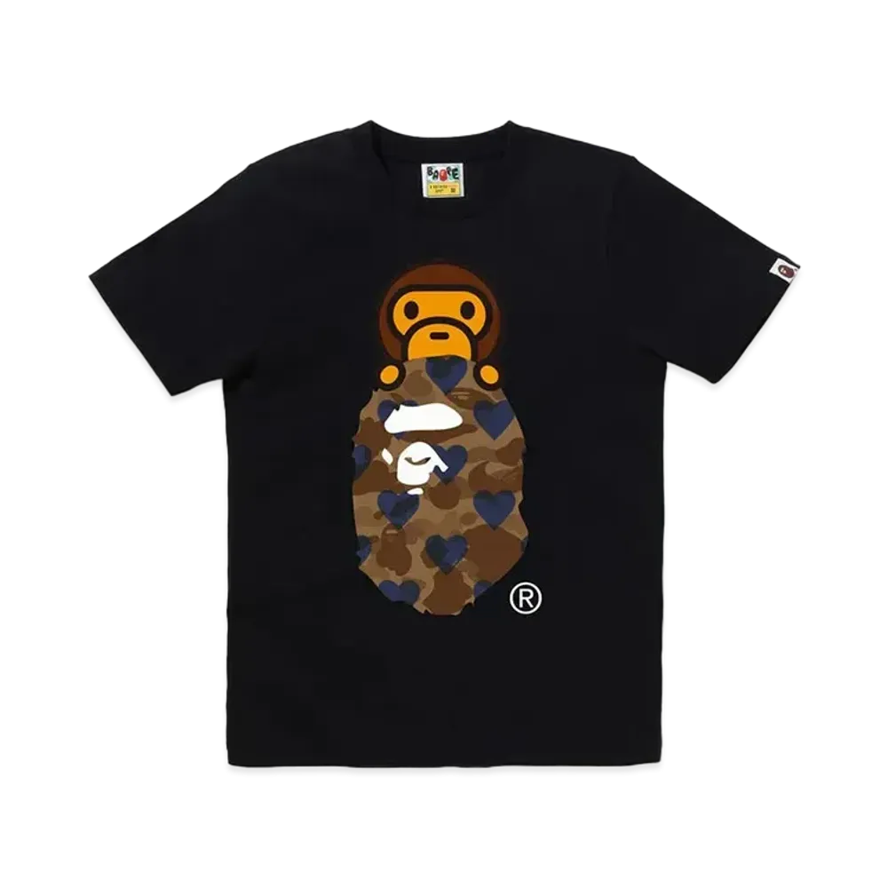 A BATHING APE I Love Bape Milo On Ape Head Tee "Black/Brown"