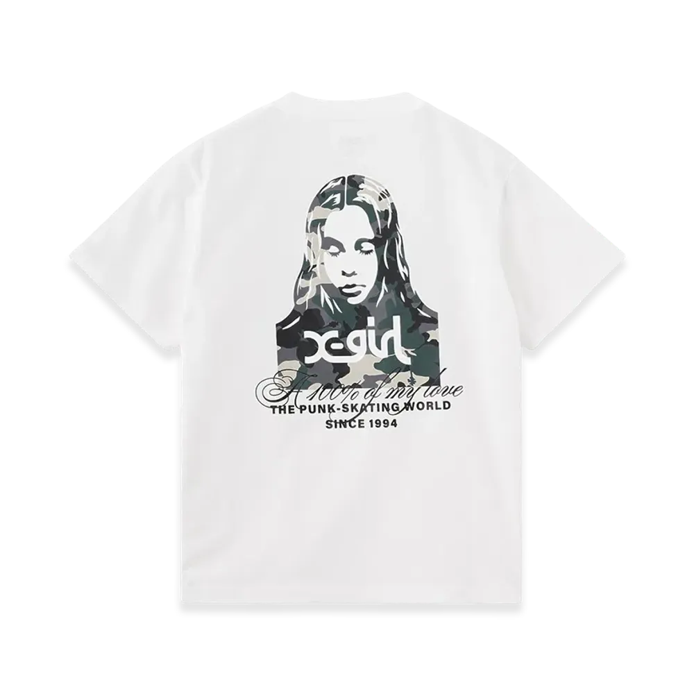 X-Girl Hibiscus Camouflage Face S/S Tee "White"